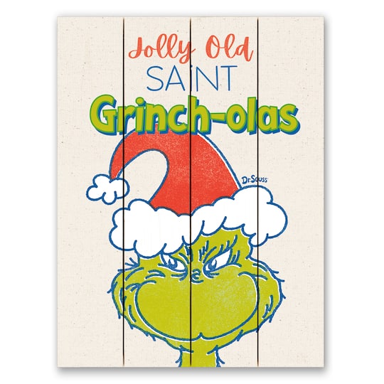 16" The Grinch Jolly Old Saint Grinch-olas Pallet Wood Wall Art